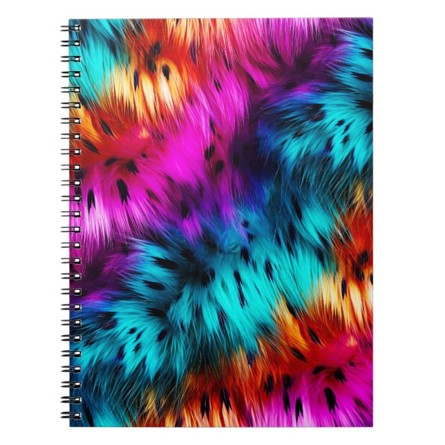 Carnet Bright Rainbow fausse texture de fourrure monstre (Devant)
