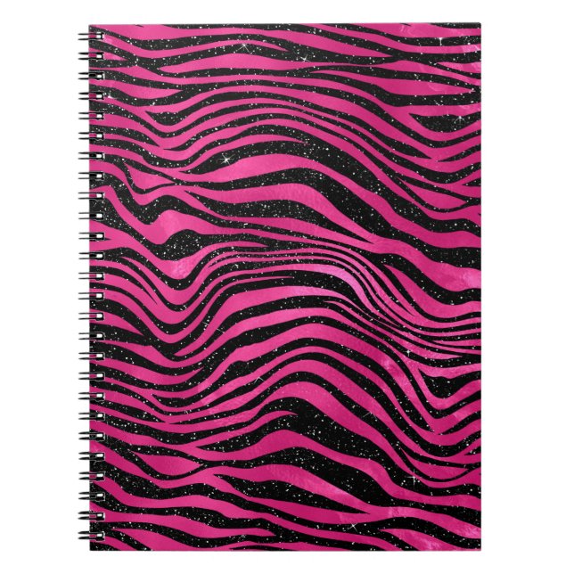 Carnet Bright rose and Black Glam Posters de animaux rayu (Devant)