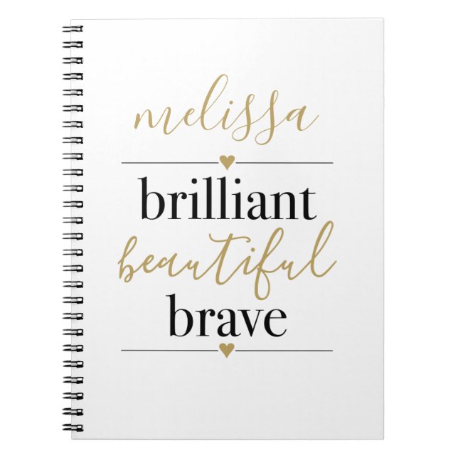 Carnet Brillant Beau Brave Nom Personnalisé  (Devant)