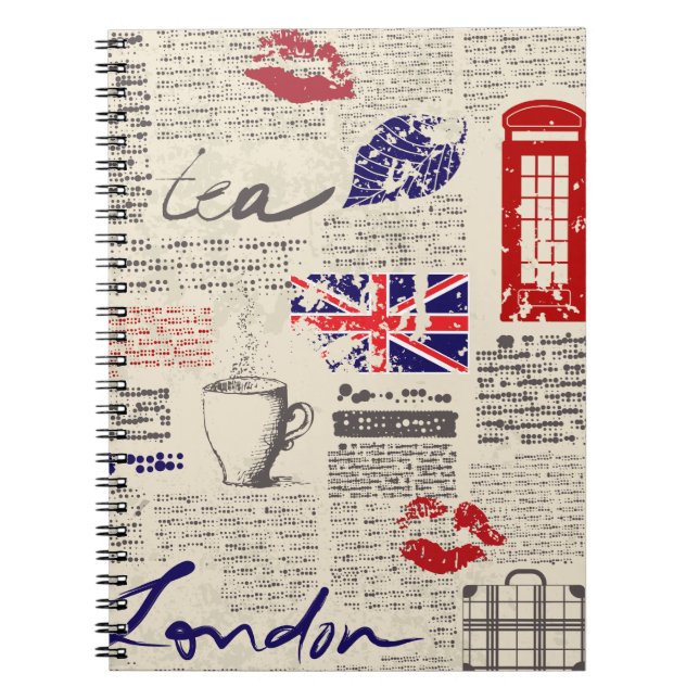 Carnet British newspaper pattern (Devant)