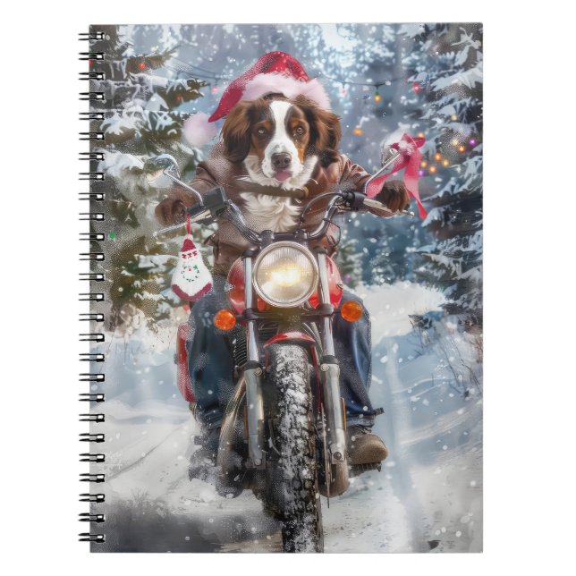 Carnet Brittany Spaniel Dog équitation moto Noël (Devant)