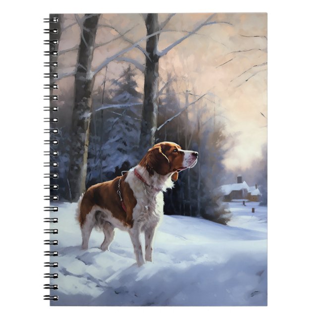 Carnet Brittany Spaniel Laissez Neige Noël (Devant)