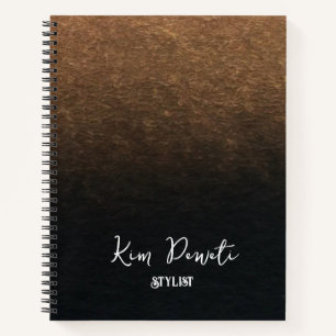 Carnet Bronze et ombre noir nom personnalisé