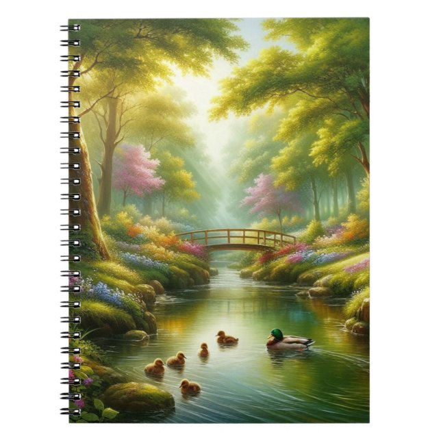 Carnet Brook de printemps avec canards/fleurs (Devant)
