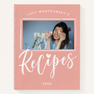 Carnet Brosse blanche rose pâle Recettes de script Photo