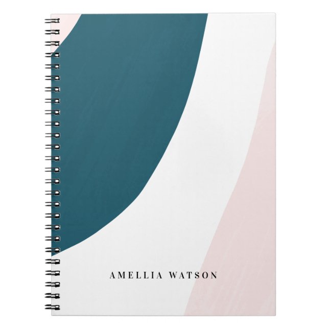 Carnet Brosse rose, Turquoise et blanche moderne Pastel (Devant)