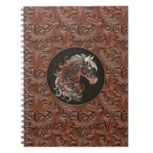 Carnet Brown cowgirl floral à outils cuir tête de cheval