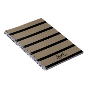 Carnet Brown et noir rayures motif personnalisé