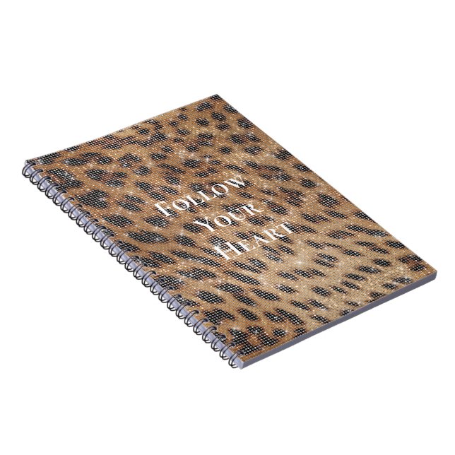 Carnet Brown Leopard Poster de animal Sparkle (Côté Droit)