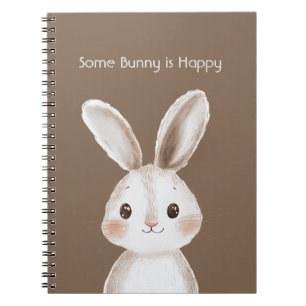 Carnet Brun Blanc Some Bunny est Heureux