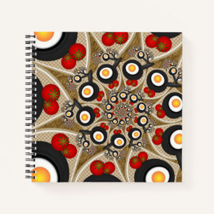 Carnet Brunch Fractal Art Drôle Nourriture, Tomates, Oeuf