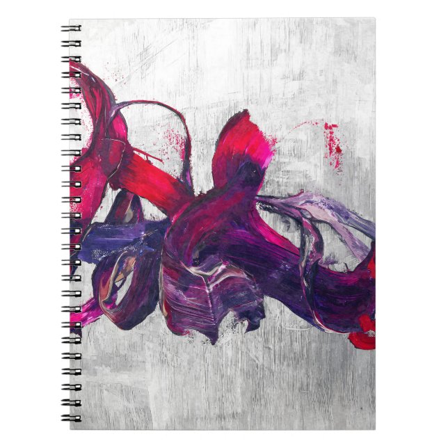 Carnet Brush Abstrait Fuchsia Purple Silver (Devant)