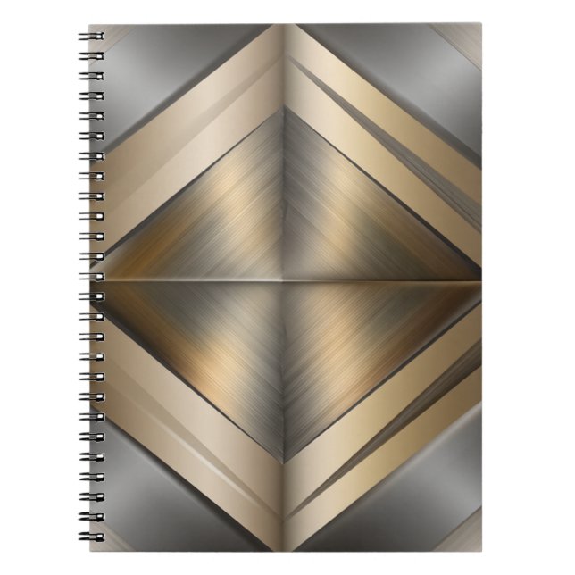 Carnet Brushed Metallic Geometric Diamond Pattern (Devant)