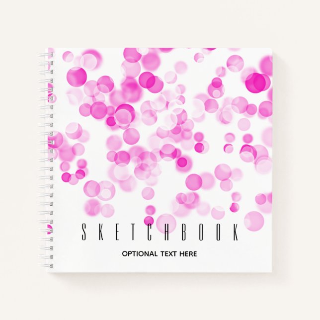 Carnet Bubble Dots rose Bokeh, effet Esquisse (Devant)