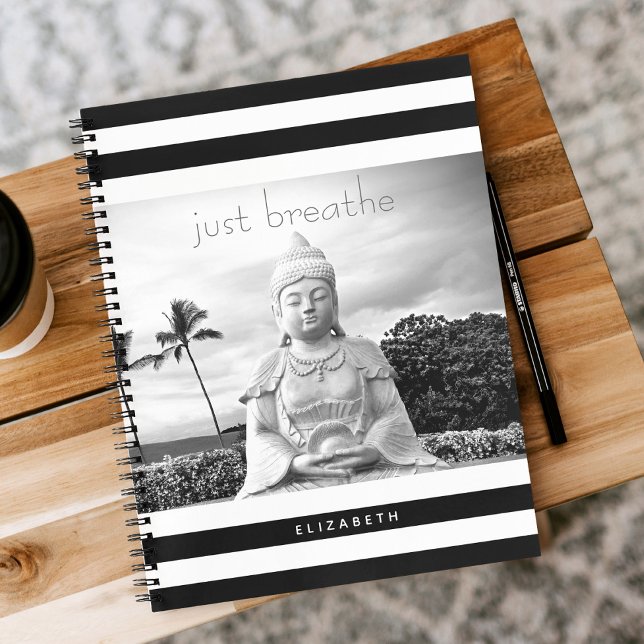 Carnet Buddha Hawaii Black White Stripes Breathe (Créateur téléchargé)