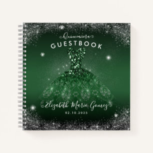 Carnet Budget Emerald Green Silver Quinceanera Gubook