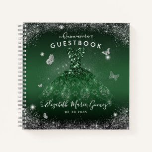Carnet Budget Emerald Green Silver Quinceanera Gubook