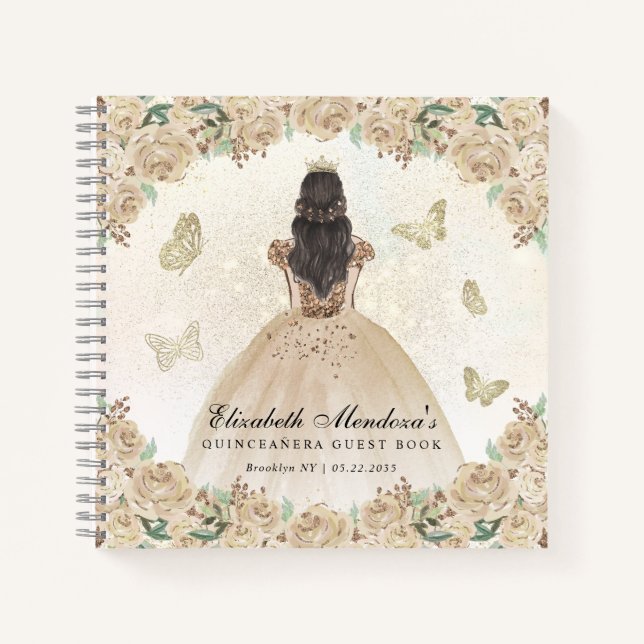 Carnet Budget Gold Floral Princess Quinceañera Guides (Devant)