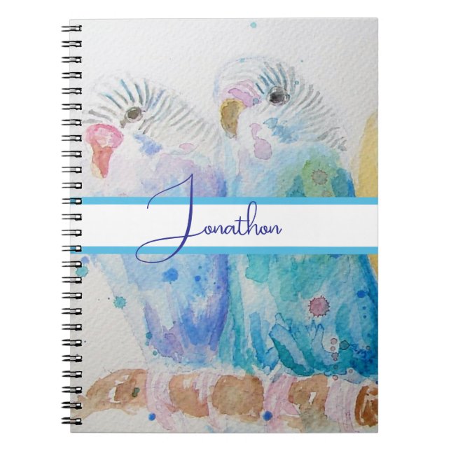 Carnet Budgie Aquarelle Peinture d'oiseau Budgies Aqua Tu (Devant)