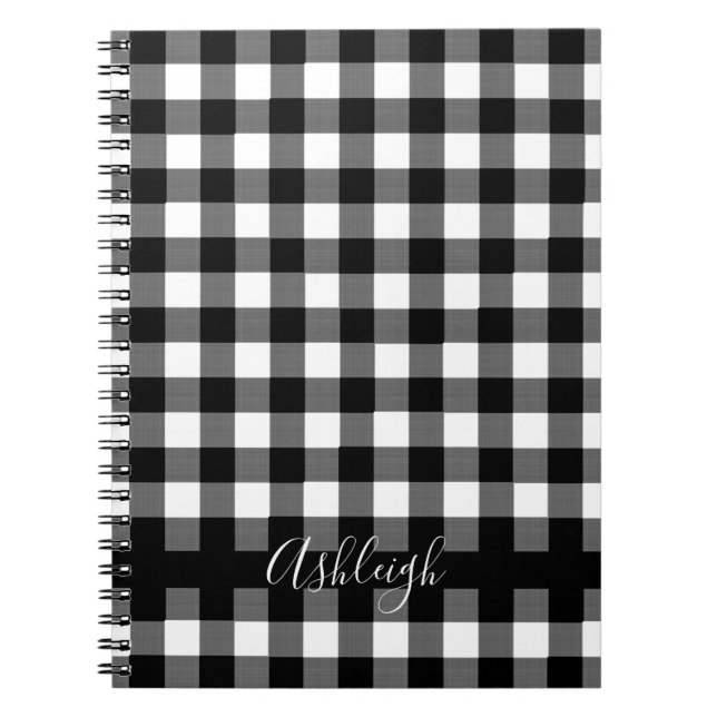 Carnet Buffalo Check Plaid Chic manuscrit Nom du script (Devant)