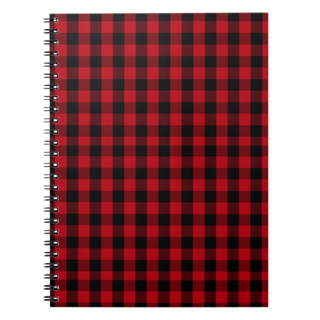 Carnet Buffalo plaid Motif noir et rouge (Devant)