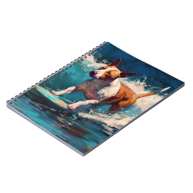 Carnet Bull Terrier Plage Surf Peinture (Côté gauche)