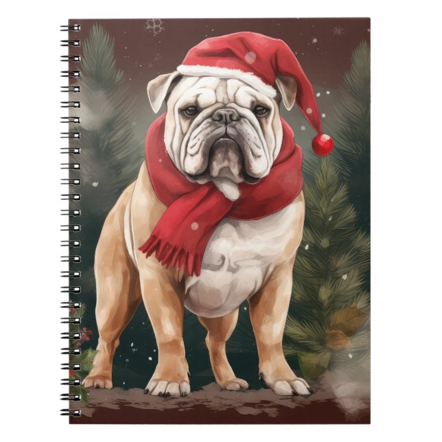 Carnet Bulldog à Noël de neige (Devant)