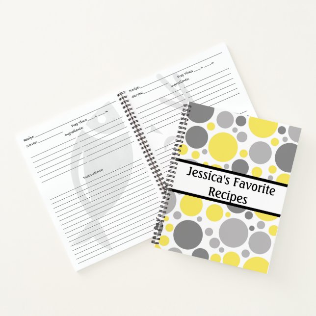Carnet Bulles grises et jaunes modernes Recette personnal (Intérieur)