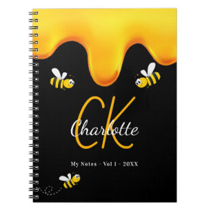 Carnet Bumble abeilles miel noir goutte de monogramme jou