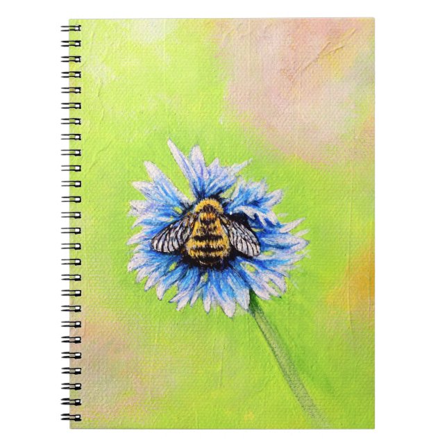 Carnet Bumble Bee sur une peinture à fleurs (Devant)