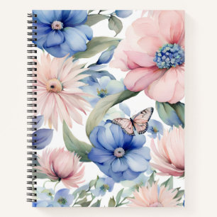 Carnet Bunch de fleurs rose et bleu classique