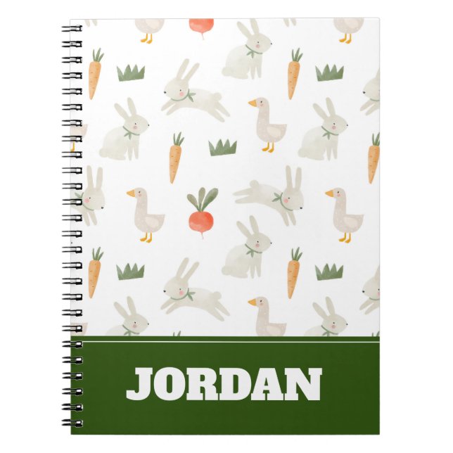 Carnet Bunnies & Canards sur le Motif de ferme (Devant)