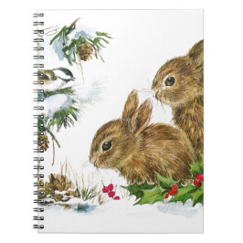 Carnet Bunnies et oiseaux Profitez de la neige