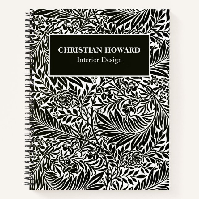 Carnet Bureau Motif personnalisé élégant noir et blanc (Devant)