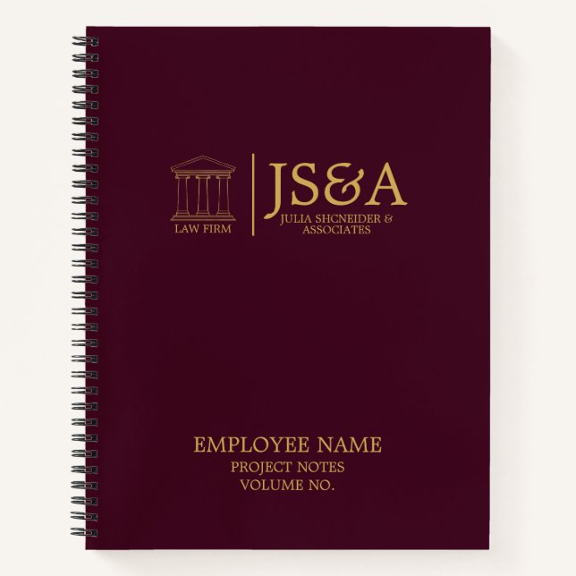 Carnet Burgundy Gold Justice Columns Law Firm (Devant)