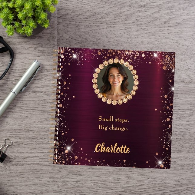 Carnet Burgundy photo diamants citation inspirante (Créateur téléchargé)
