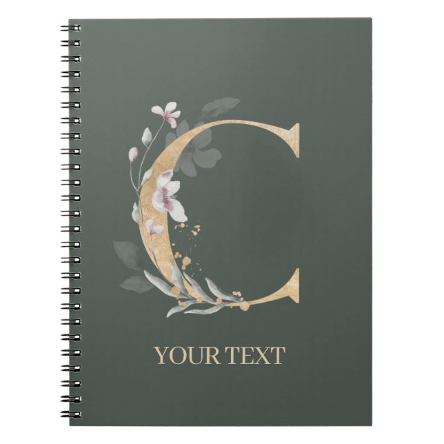 Carnet C Monogramme Floral Personnalisé (Devant)