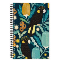Cacatoès noir australien et floral natif Banksia