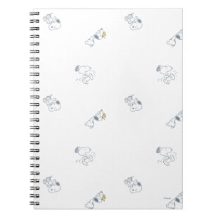 Carnet Cachou Snoopy & Woodstock Motif Gris Clair Douce