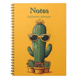 Carnet Cactus cool avec lunettes de soleil et fleurs
