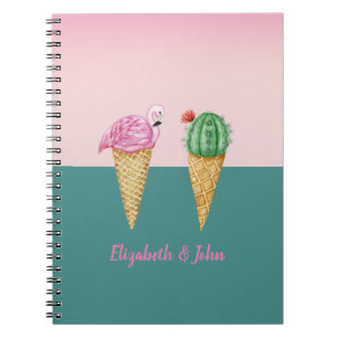 Carnet Cactus de cônes de glace colorés Flamants roses