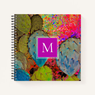Carnet Cactus du désert Monogramme Pricker Pear Purple Gr