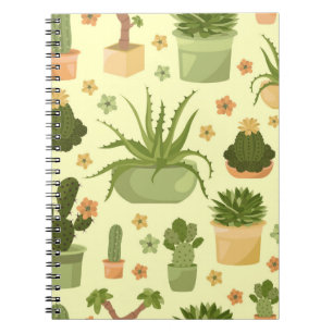 Carnet Cactus et succulents motif sans soudure. Housepla