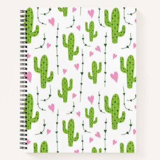 Carnet Cactus mignons avec le coeur en vert