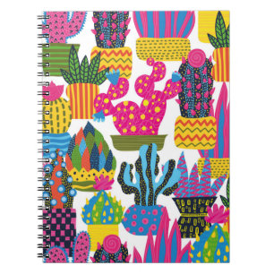 Carnet Cactus mignons. Motif sans couture colorée. PA san