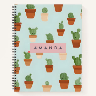 Carnet Cactus personnalisé avec pots en terre cuite