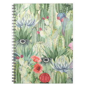 Carnet Cactus, succulents : aquarelle florale imprimé.