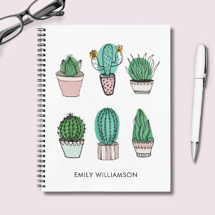 Carnet Cactus succulents illustration nom personnalisé