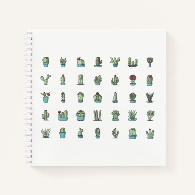 Carnet Cactus Succulents Plante main tiré Botanique (Devant)