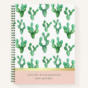 Carnet Cactus tendance   Blush et Faux Gold Desert Motif
